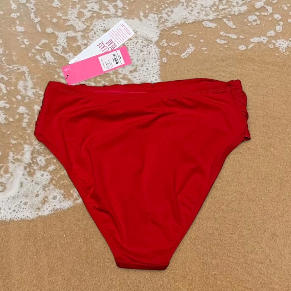NWT Lilly Pulitzer Neil Ruby Red High Waist Bikini Bottom Ruched Waistband Sz 6 - Picture 2 of 6